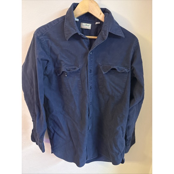 L.L. Bean Other - L.L.Bean Chamois Cloth Shirt Mens 16 XL Navy Blue Made in USA Workwear Cotton